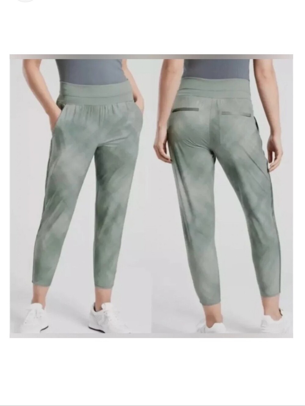 Athleta Nolita Sage Green Ribbed Waist Active Pants Size 6